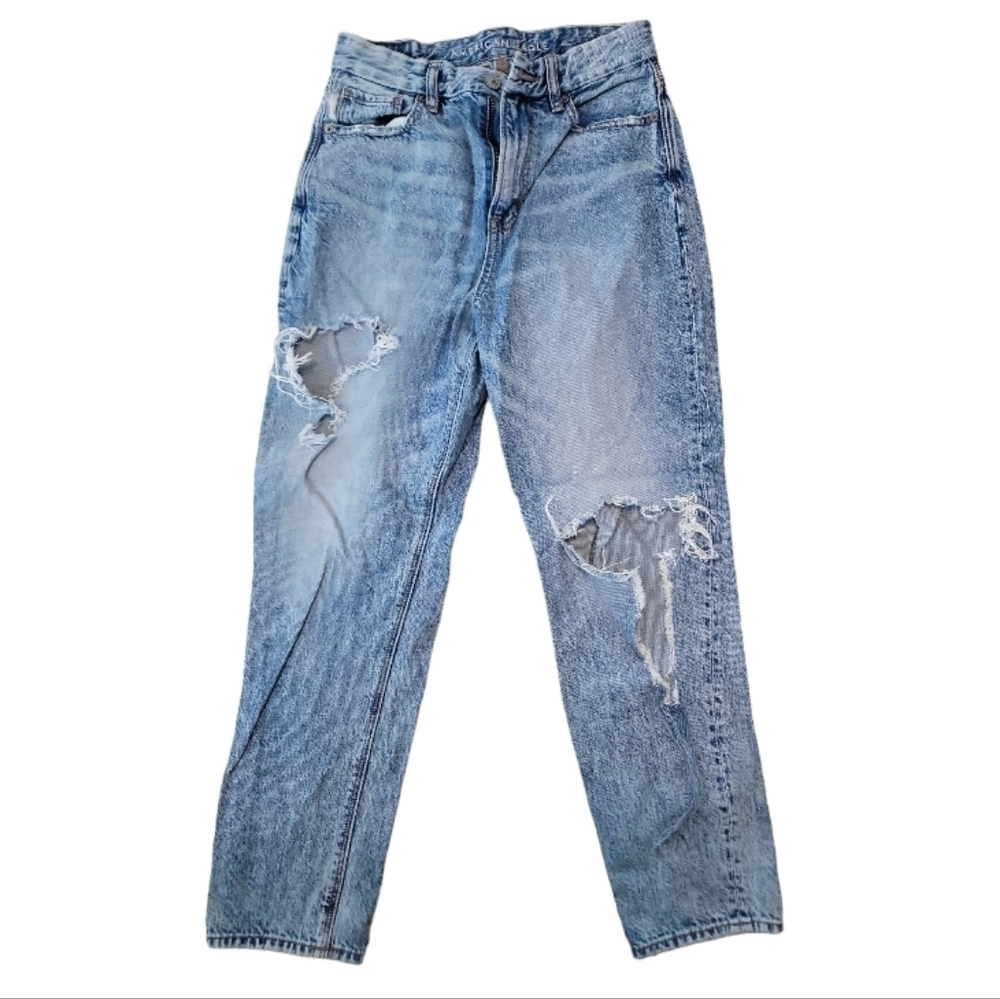 American Eagle Distressed Curvy Mom Jeans